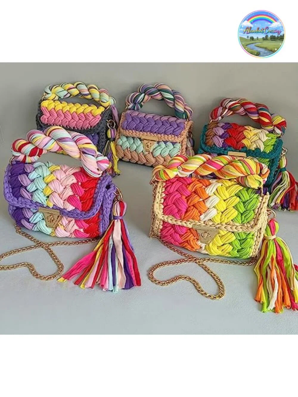 Chunky Yarn Crochet Tote Purse Handwoven Knit Bag Crossbody Clutch Shoulder for